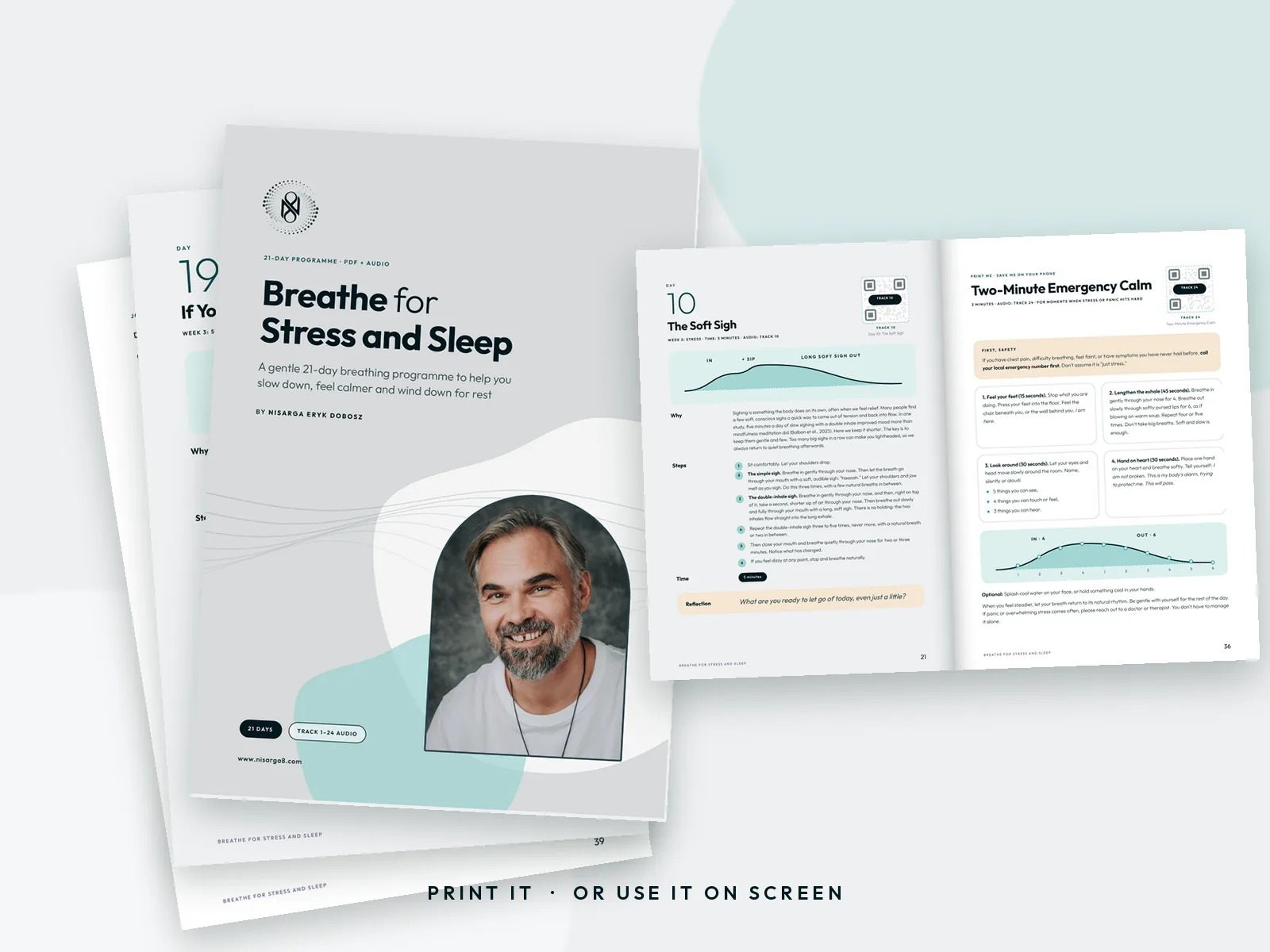 Print it or use it on screen: the cover and two inside pages